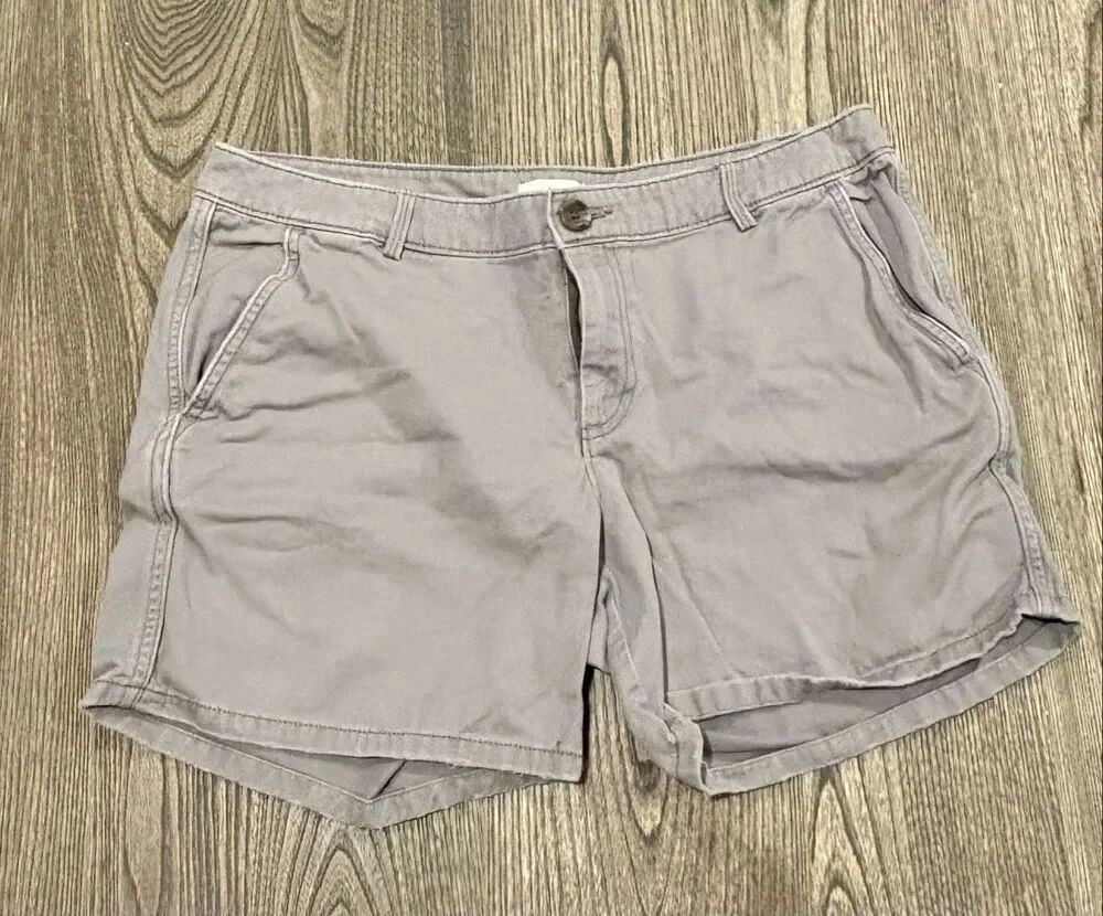 Aerie Women's Flat Front Cotton Twill Chino Shorts Gray Size 10